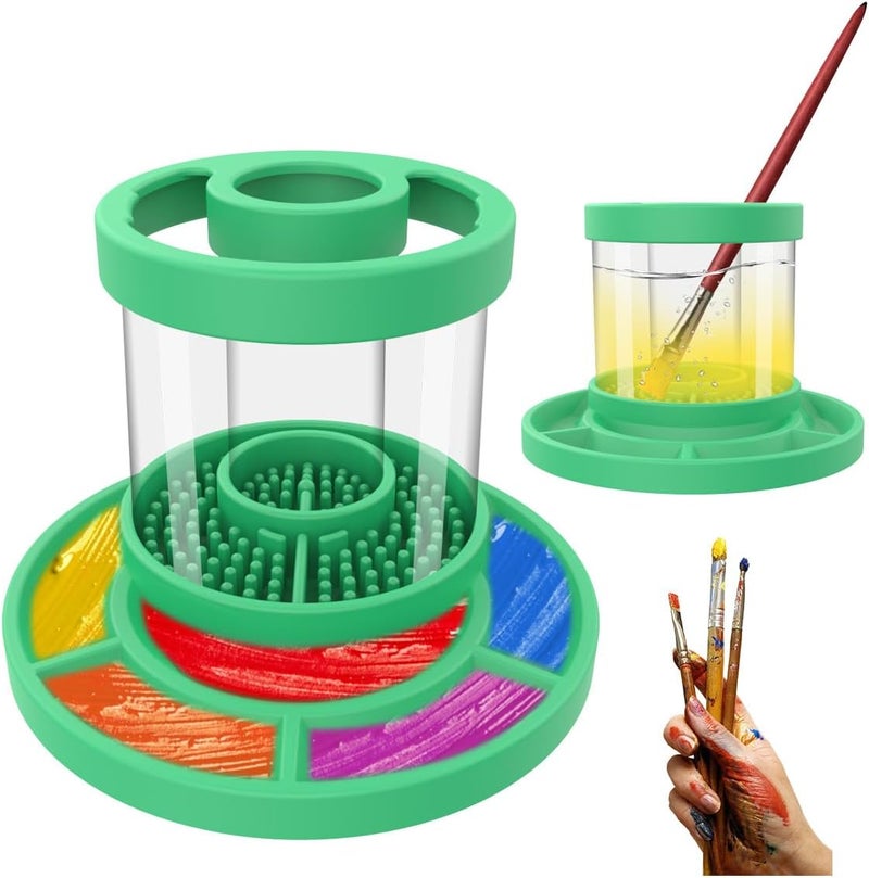 AimiDream Brush Rinse,Paint Brush Cleaner,Rinse Cup,Silicone Cleaning Cup for Acrylic, Watercolor, and Water-Based Mediums,Green - Image 1